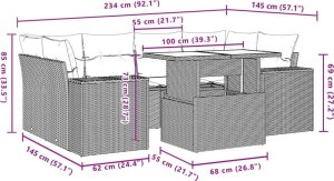 vidaXL 7-cz. zestaw wypoczynkowy do ogrodu, z poduszkami, czarny 10