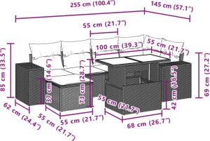 vidaXL 7-cz. zestaw wypoczynkowy do ogrodu, z poduszkami, czarny 11