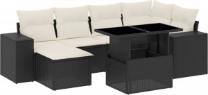 vidaXL 7-cz. zestaw wypoczynkowy do ogrodu, z poduszkami, czarny 2