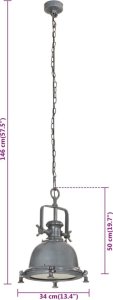 Lampa wisząca vidaXL Lampa wisząca, 34x34x146 cm, aluminium 10