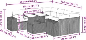 vidaXL 9-cz. zestaw wypoczynkowy do ogrodu, z poduszkami, czarny 10
