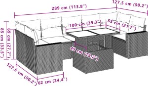 vidaXL 8-cz. zestaw wypoczynkowy do ogrodu, z poduszkami, czarny 10