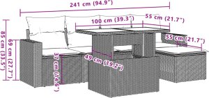 vidaXL 6-cz. zestaw mebli ogrodowych z poduszkami, czarny polirattan 9