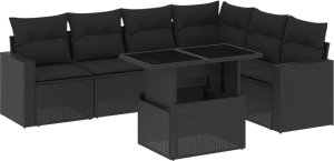 vidaXL 7-cz. zestaw wypoczynkowy do ogrodu, z poduszkami, czarny 2