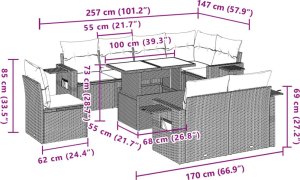 vidaXL 9-cz. zestaw wypoczynkowy do ogrodu, z poduszkami, czarny 11