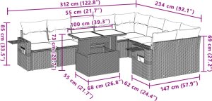 vidaXL 10-cz. zestaw wypoczynkowy do ogrodu, z poduszkami, czarny 11