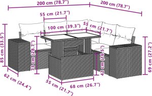 vidaXL 6-cz. zestaw mebli ogrodowych z poduszkami, czarny polirattan 10