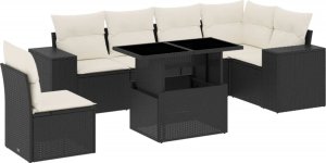 vidaXL 7-cz. zestaw wypoczynkowy do ogrodu, z poduszkami, czarny 2