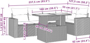 vidaXL 6-cz. zestaw mebli ogrodowych z poduszkami, czarny polirattan 10