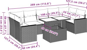 vidaXL 8-cz. zestaw wypoczynkowy do ogrodu, z poduszkami, czarny 10