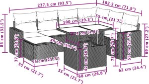 vidaXL 8-cz. zestaw wypoczynkowy do ogrodu, z poduszkami, czarny 11