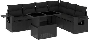 vidaXL 7-cz. zestaw wypoczynkowy do ogrodu, z poduszkami, czarny 2