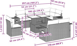 vidaXL 9-cz. zestaw wypoczynkowy do ogrodu, z poduszkami, czarny 11