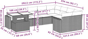 vidaXL 10-cz. zestaw wypoczynkowy do ogrodu, z poduszkami, czarny 10