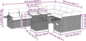 vidaXL 10-cz. zestaw wypoczynkowy do ogrodu, z poduszkami, czarny 11