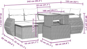 vidaXL 7-cz. zestaw wypoczynkowy do ogrodu, z poduszkami, czarny 11