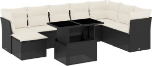 vidaXL 9-cz. zestaw wypoczynkowy do ogrodu, z poduszkami, czarny 2