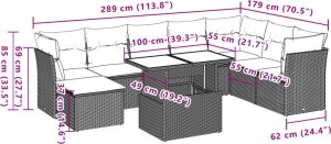 vidaXL 9-cz. zestaw wypoczynkowy do ogrodu, z poduszkami, czarny 10