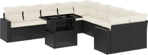 vidaXL 11-cz. zestaw wypoczynkowy do ogrodu, poduszki czarny rattan PE 2