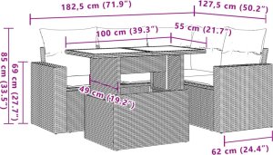 vidaXL 5-cz. zestaw wypoczynkowy do ogrodu, poduszki, czarny rattan PE 10