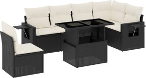 vidaXL 7-cz. zestaw wypoczynkowy do ogrodu, z poduszkami, czarny 2