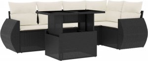 vidaXL 6-cz. zestaw mebli ogrodowych z poduszkami, czarny polirattan 2