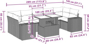 vidaXL 8-cz. zestaw wypoczynkowy do ogrodu, z poduszkami, czarny 10