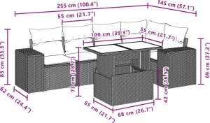 vidaXL 6-cz. zestaw mebli ogrodowych z poduszkami, czarny polirattan 10