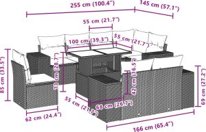 vidaXL 9-cz. zestaw wypoczynkowy do ogrodu, z poduszkami, czarny 10