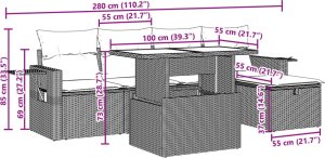 vidaXL 6-cz. zestaw mebli ogrodowych z poduszkami, czarny polirattan 12