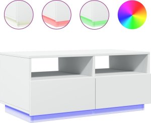 vidaXL Stolik kawowy z podświetleniem LED, biały, 90x49x40 cm 2