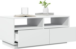 vidaXL Stolik kawowy z podświetleniem LED, biały, 90x49x40 cm 6