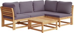 vidaXL 5-cz. zestaw wypoczynkowy do ogrodu, z poduszkami, lita akacja 2