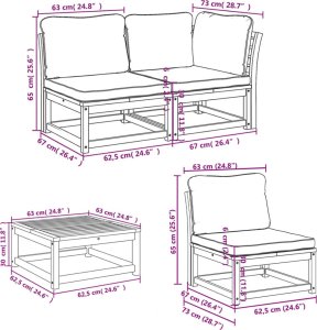 vidaXL 5-cz. zestaw wypoczynkowy do ogrodu, z poduszkami, lita akacja 9