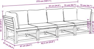 vidaXL 4-cz. zestaw wypoczynkowy do ogrodu, poduszki, drewno akacjowe 7