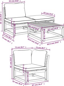 vidaXL 4-cz. zestaw wypoczynkowy do ogrodu, poduszki, drewno akacjowe 8