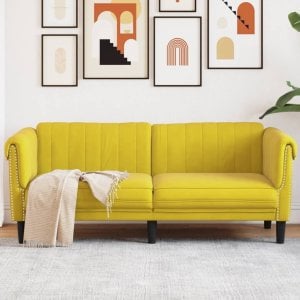 vidaXL Sofa dwuosobowa, żółta, aksamit 1