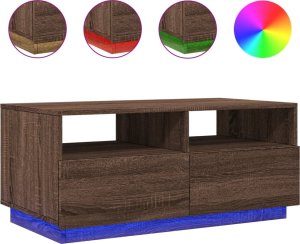 vidaXL Stolik kawowy z oświetleniem LED, brązowy dąb, 90x49x40 cm 2