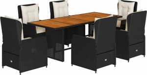 vidaXL 7-cz. zestaw mebli ogrodowych z poduszkami, czarny, polirattan 2