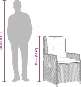 vidaXL 7-cz. zestaw mebli ogrodowych z poduszkami, czarny, polirattan 9