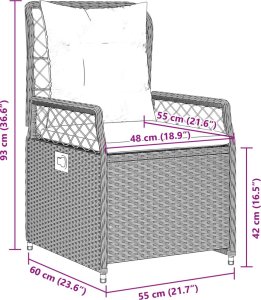 vidaXL 7-cz. zestaw mebli ogrodowych z poduszkami, czarny, polirattan 10