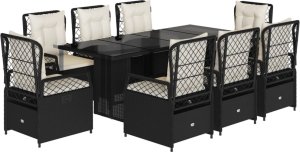 vidaXL 9-cz. zestaw mebli ogrodowych z poduszkami, czarny, rattan PE 2