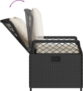 vidaXL 9-cz. zestaw mebli ogrodowych z poduszkami, czarny, rattan PE 5