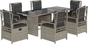 vidaXL 7-cz. zestaw mebli ogrodowych z poduszkami, szary, rattan PE 2