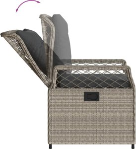 vidaXL 7-cz. zestaw mebli ogrodowych z poduszkami, szary, rattan PE 5