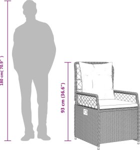 vidaXL 7-cz. zestaw mebli ogrodowych z poduszkami, szary, rattan PE 9