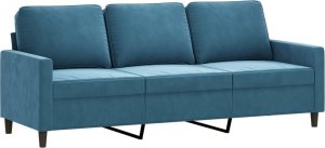vidaXL 3-osobowa sofa z podnóżkiem, niebieska, 180 cm, aksamit 4
