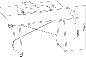Biurko NanoRS Biurko gamingowe z półką na monitor NanoRS, 50kg max, wysokość 850mm, czarne, RS170 8