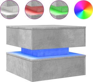 vidaXL Stolik kawowy z podświetleniem LED, szarość betonu, 50x50x40 cm 2