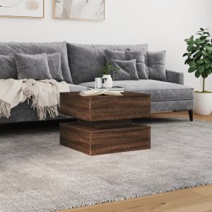 vidaXL Stolik kawowy z oświetleniem LED, brązowy dąb, 50x50x40 cm 4